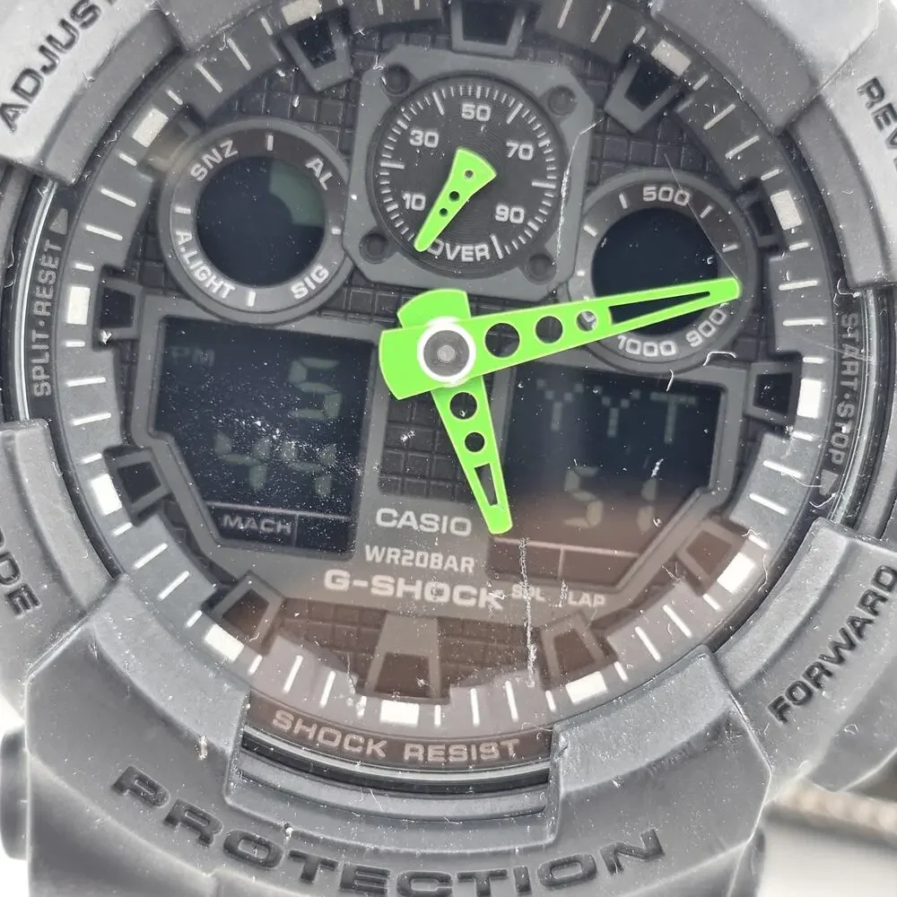 Casio G-Shock GA-100C 5081 Black Green Analog Digital Watch WR20BAR Working